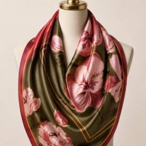 Silk Scarf (Pink Flower) 130*130cm