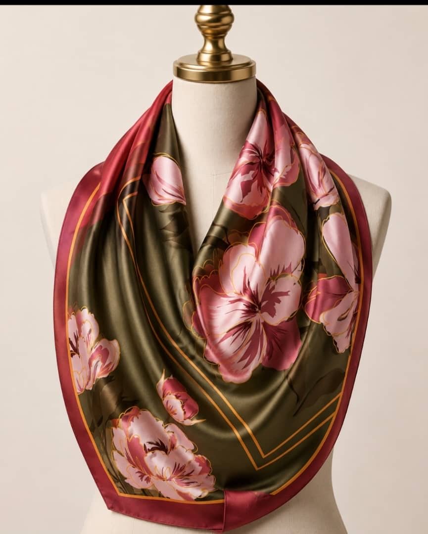 Silk Scarf (Pink Flower) 130*130cm