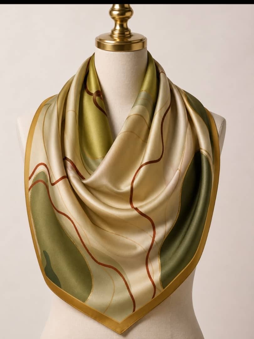 Silk Scarf (Olive Green) 130*130cm