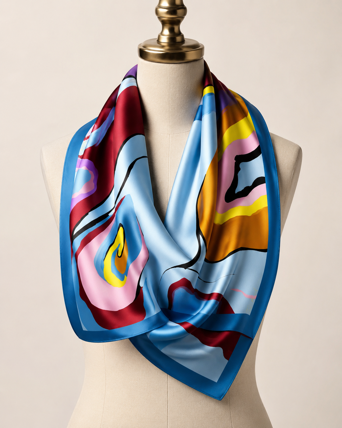 Silk Scarf (Light Blue) 130*130cm