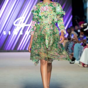 Short Ergah Dress - Pearl/Green